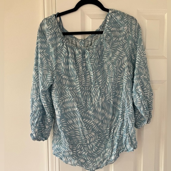 NWT NIC + Zoee Women's Blue Patterned In Stitches Buttondown Top (Medium) - Picture 6 of 10